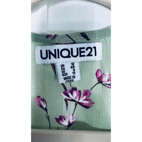 Unique21 Casual Floral Green Wrap Dress - Picture 14 of 14